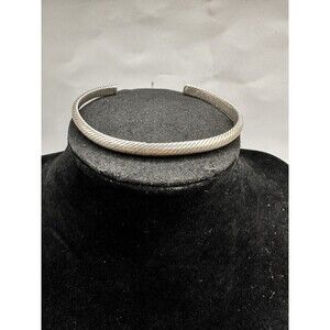 Vintage 925 Sterling Silver Diagonal Pattern Cuff Bracelet Jewelry Stamped